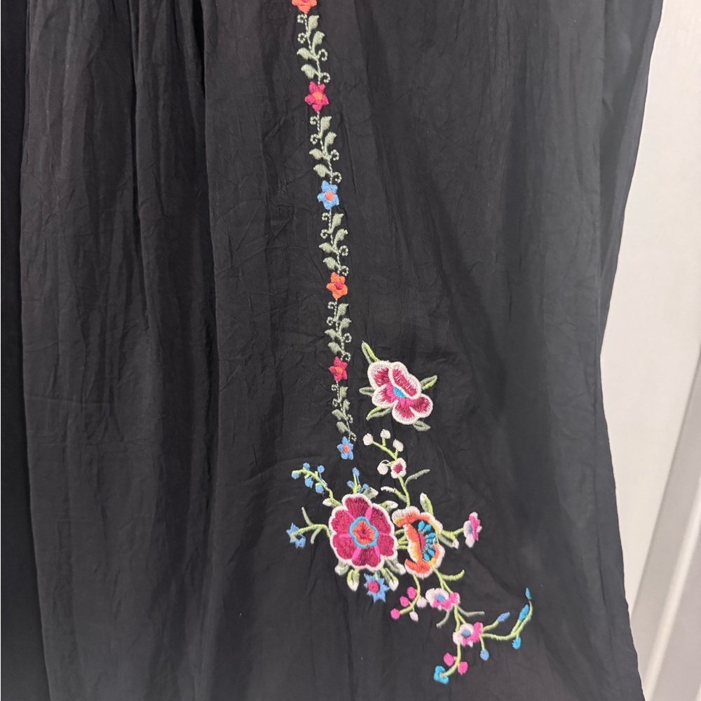 Johnny Was Black Mini Dress with Floral Embroidery - Picture 3 of 11